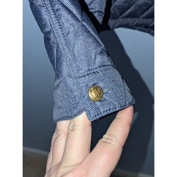 Tommy Hilfiger Womens Quilted Jacket Gold Snap Buttons Zipper Gray M - Picture 9 of 16